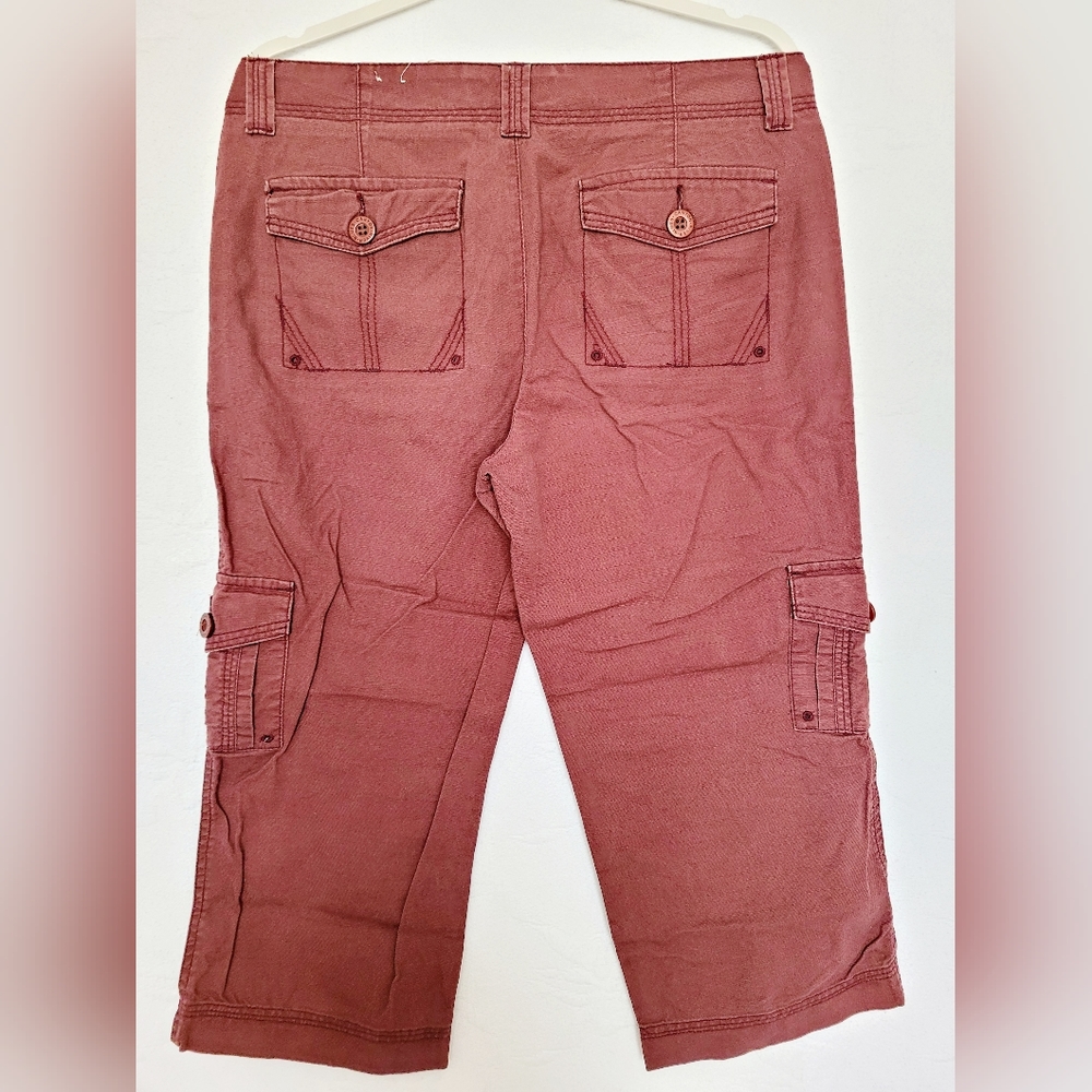 Canyon River Blues Women's 100% Cotton Cargo Capri Pants Terracotta 10/Med - Picture 13 of 14